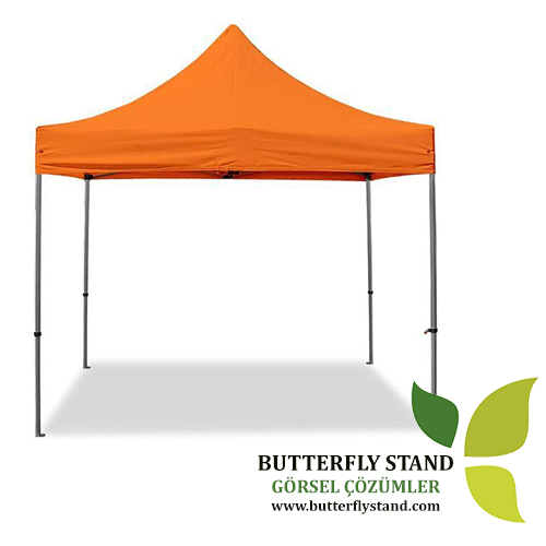 3x3 gazebo tente üretimden turuncu kumaş tavanlı