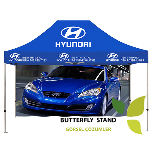 Gazebo Tente Tavan ve Arka Duvar Baskılı 3x3