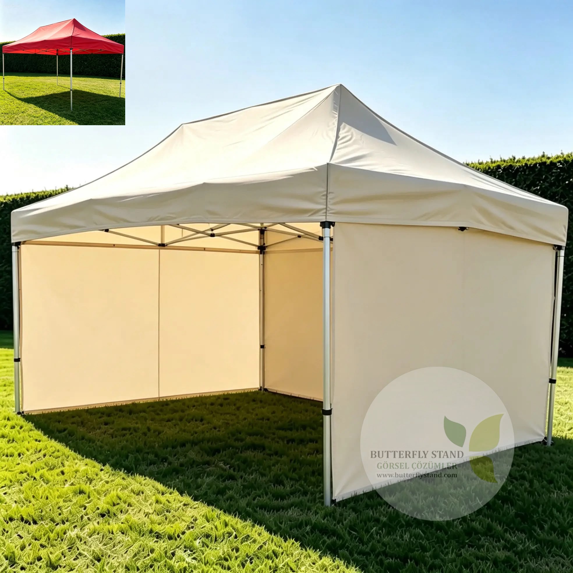 300x450 Katlanır Gazebo Tente Model 04 (Baskısız / Üç Tarafı Tam Kapalı) imalattan
