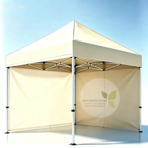 3x3 gazebo katlanır tente iki duvarlı krem kumaş tavanlı modelleri fiyatları