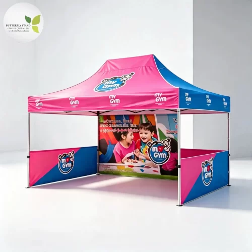 3x4.5 cift yarim duvarli komple baskili stand cadiri model 06