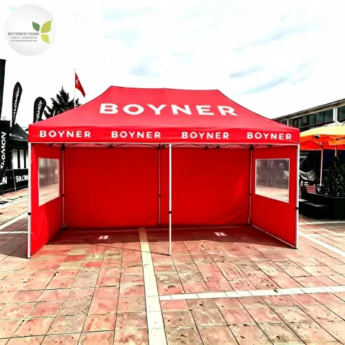 300×600 cm (3×6 m) Katlanır Gazebo Tente – Model 09 (Pencereli ve Tam Duvar Kombinasyonlu)