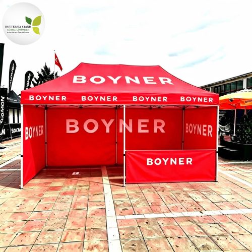 300×600 cm (3×6 m) Katlanır Gazebo Tente – Model 07 (3 Tam ve 1 Yarım Duvar Kombinasyonlu)