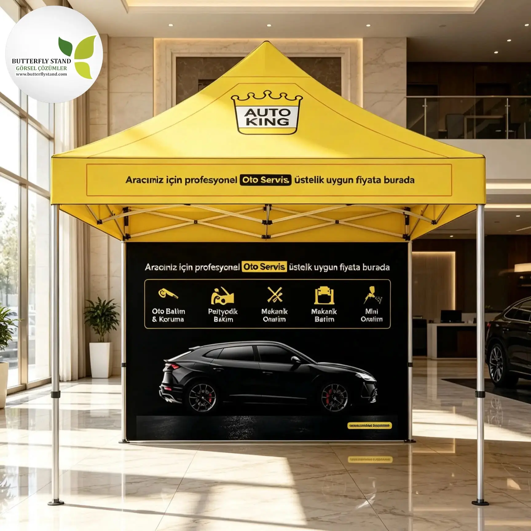 3x3 arka duvar baskılı katlanır stand çadırı model 02